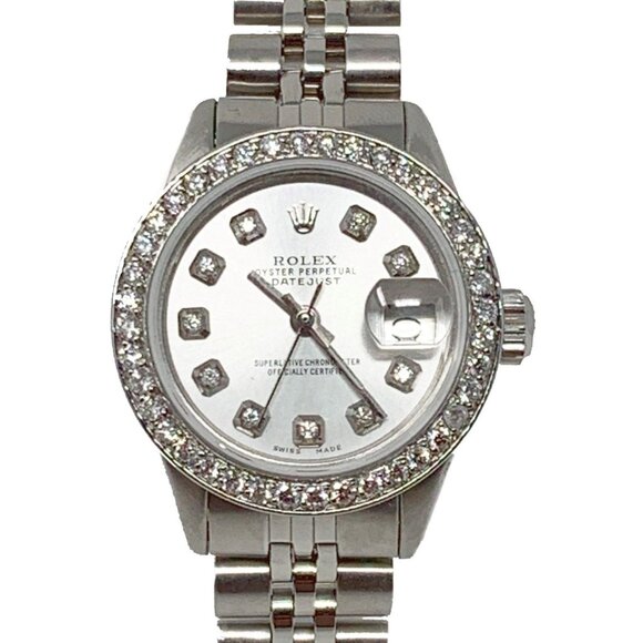 Rolex ladies 26mm Datejust Silver diamond jubilee steel main image 7